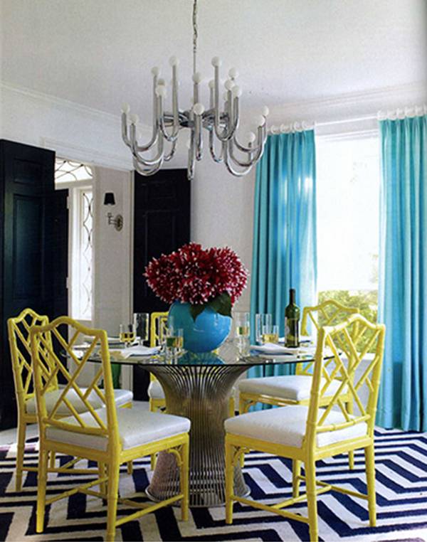 Teal and Yellow Dining Room