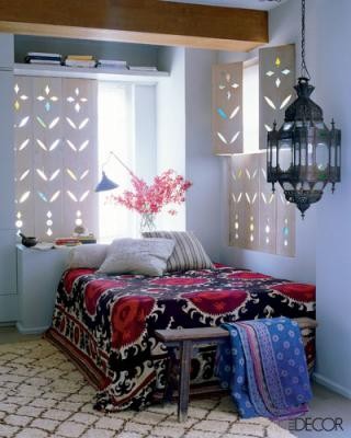 Boho Bed with Suzani comforter via Elle Decor