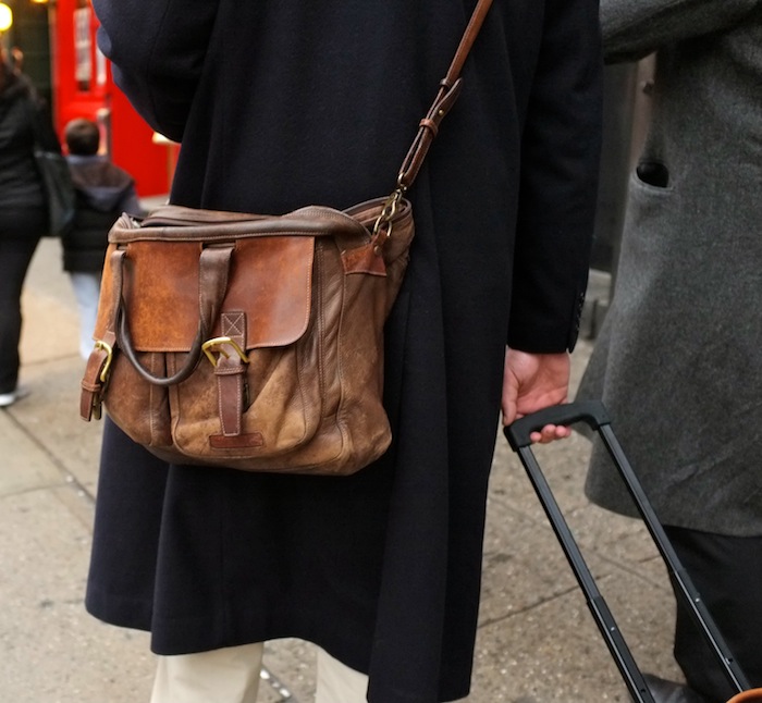 Worn in brown leather.