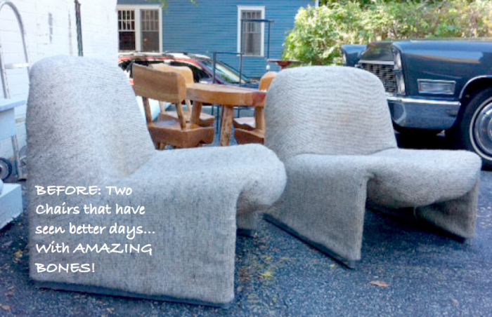 Before and After: My dot fabric on awesome chairs.