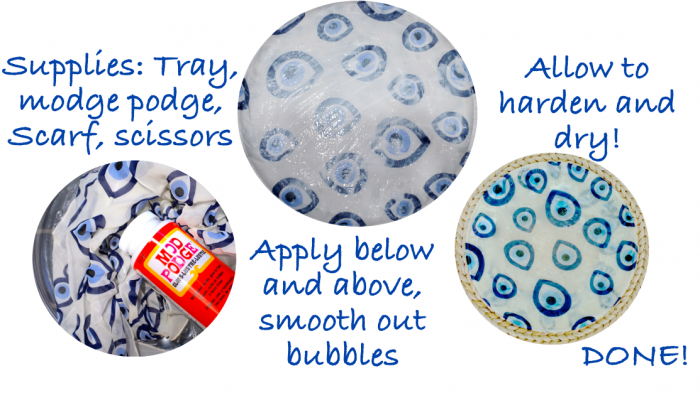 modge podge diy scarf tray