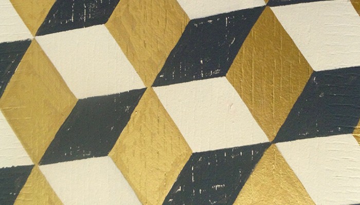 DIY: Bri’s Tumbling Block Gold Leaf Table.